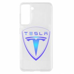 Чехол для Samsung S21 Tesla logo gradient - PrintSalon