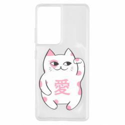 Чехол для Samsung S21 Ultra Cat and hieroglyphs - PrintSalon