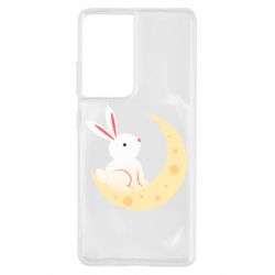 Чехол для Samsung S21 Ultra Cute rabbit on the moon - PrintSalon