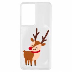 Чехол для Samsung S21 Ultra Deer with red nose - PrintSalon