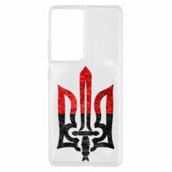 Чехол для Samsung S21 Ultra Герб Украины красно-черный - PrintSalon