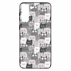 Чохол для Samsung S21 Ultra Gray cats pattern - PrintSalon