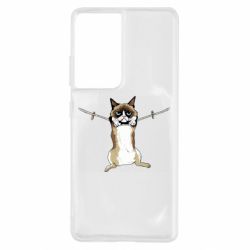 Чехол для Samsung S21 Ultra Grumpy Cat On The Rope - PrintSalon