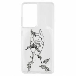 Чехол для Samsung S21 Ultra Hand with leafs - PrintSalon