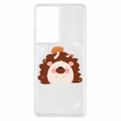 Чехол для Samsung S21 Ultra Hedgehog with mushrooms - PrintSalon