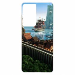 Чехол для Samsung S21 Ultra Minecraft beautiful town - PrintSalon
