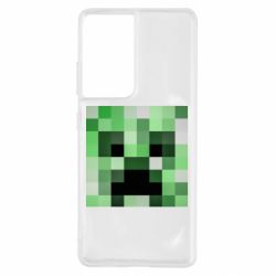 Чехол для Samsung S21 Ultra Minecraft minimalist Creeper - PrintSalon
