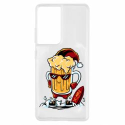 Чехол для Samsung S21 Ultra New Year's beer - PrintSalon