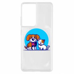 Чехол для Samsung S21 Ultra Собачка и котик - PrintSalon