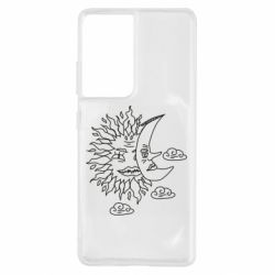 Чехол для Samsung S21 Ultra Sun and Moon faces - PrintSalon