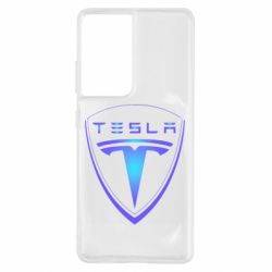 Чехол для Samsung S21 Ultra Tesla logo gradient - PrintSalon