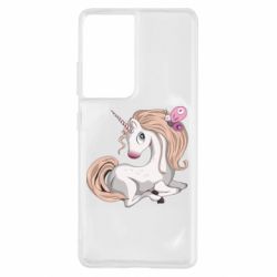 Чехол для Samsung S21 Ultra Unicorn with bow tie - PrintSalon