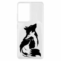 Чехол для Samsung S21 Ultra Wolf And Fox - PrintSalon