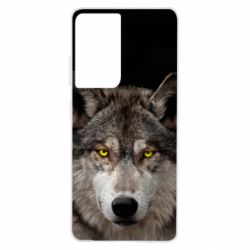 Чохол для Samsung S21 Ultra Wolf with yellow eyes - PrintSalon