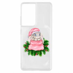 Чехол для Samsung S21 Ultra Заяц Новогодний - PrintSalon