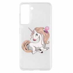Чехол для Samsung S21 Unicorn with bow tie - PrintSalon