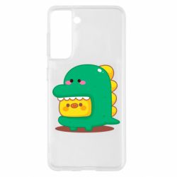 Чехол для Samsung S21 Уточка в костюме динозавра - PrintSalon