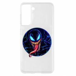 Чехол для Samsung S21 Venom black and blue style-PrintSalon Чехол для Samsung S21 Venom black and blue style