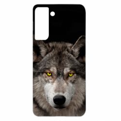Чохол для Samsung S21 Wolf with yellow eyes - PrintSalon