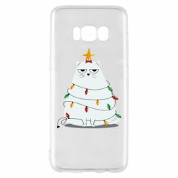 Чехол для Samsung S8 Cat and Christmas Lights - PrintSalon