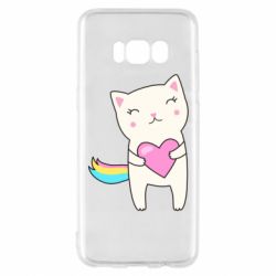 Чехол для Samsung S8 Cute cat with heart - PrintSalon