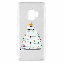 Чехол для Samsung S9 Cat and Christmas Lights - PrintSalon