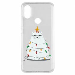 Чехол для Xiaomi Mi A2 Cat and Christmas Lights - PrintSalon