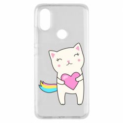 Чехол для Xiaomi Mi A2 Cute cat with heart - PrintSalon