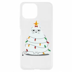 Чехол для Xiaomi Mi11 Lite Cat and Christmas Lights - PrintSalon