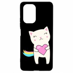 Чехол для Xiaomi Poco F3/K40 Cute cat with heart - PrintSalon