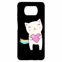 Чехол для Xiaomi Poco X3 Cute cat with heart - PrintSalon