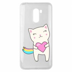Чехол для Xiaomi Pocophone F1 Cute cat with heart - PrintSalon