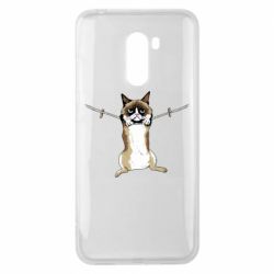 Чехол для Xiaomi Pocophone F1 Grumpy Cat On The Rope - PrintSalon