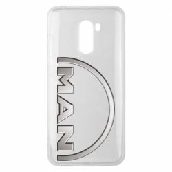 Чехол для Xiaomi Pocophone F1 Man metallic logo - PrintSalon