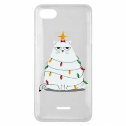 Чехол для Xiaomi Redmi 6A Cat and Christmas Lights - PrintSalon