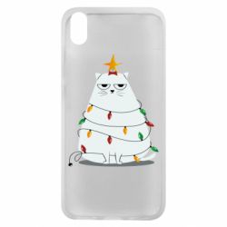 Чехол для Xiaomi Redmi 7A Cat and Christmas Lights - PrintSalon
