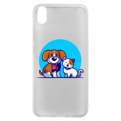 Чехол для Xiaomi Redmi 7A Собачка и котик - PrintSalon