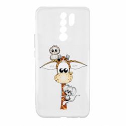 Чехол для Xiaomi Redmi 9 Giraffe Owl and Mouse - PrintSalon