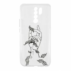 Чехол для Xiaomi Redmi 9 Hand with leafs - PrintSalon