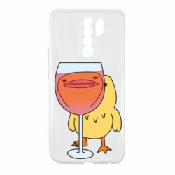 Чехол для Xiaomi Redmi 9 Качка і келих вина - PrintSalon
