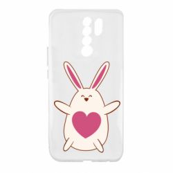 Чехол для Xiaomi Redmi 9 Rabbit with a pink heart - PrintSalon