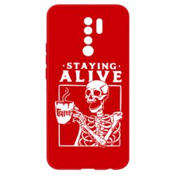 Чехол для Xiaomi Redmi 9 Staying alive with coffee - PrintSalon