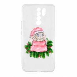 Чехол для Xiaomi Redmi 9 Заяц Новогодний - PrintSalon