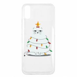 Чехол для Xiaomi Redmi 9a Cat and Christmas Lights - PrintSalon