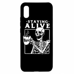 Чехол для Xiaomi Redmi 9a Staying alive with coffee - PrintSalon