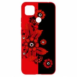 Чохол для Xiaomi Redmi 9c Червоні квіти - PrintSalon