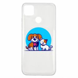 Чехол для Xiaomi Redmi 9c Собачка и котик - PrintSalon