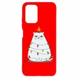 Чехол для Xiaomi Redmi Note 10 4G/10s Cat and Christmas Lights - PrintSalon