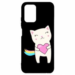Чехол для Xiaomi Redmi Note 10 4G/10s Cute cat with heart - PrintSalon