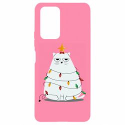 Чехол для Xiaomi Redmi Note 10 Pro Cat and Christmas Lights - PrintSalon